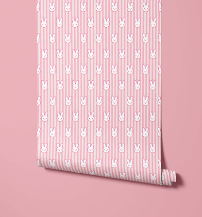 Bobbi Beck Mochi Bunny Stripe Wallpaper