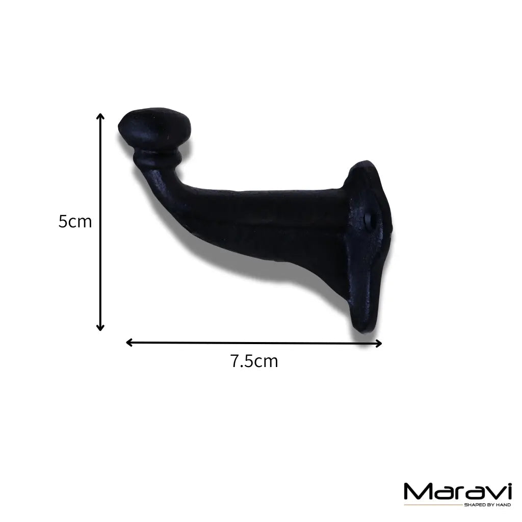 Molari Black Metal Single Coat Hooks, Set of 3