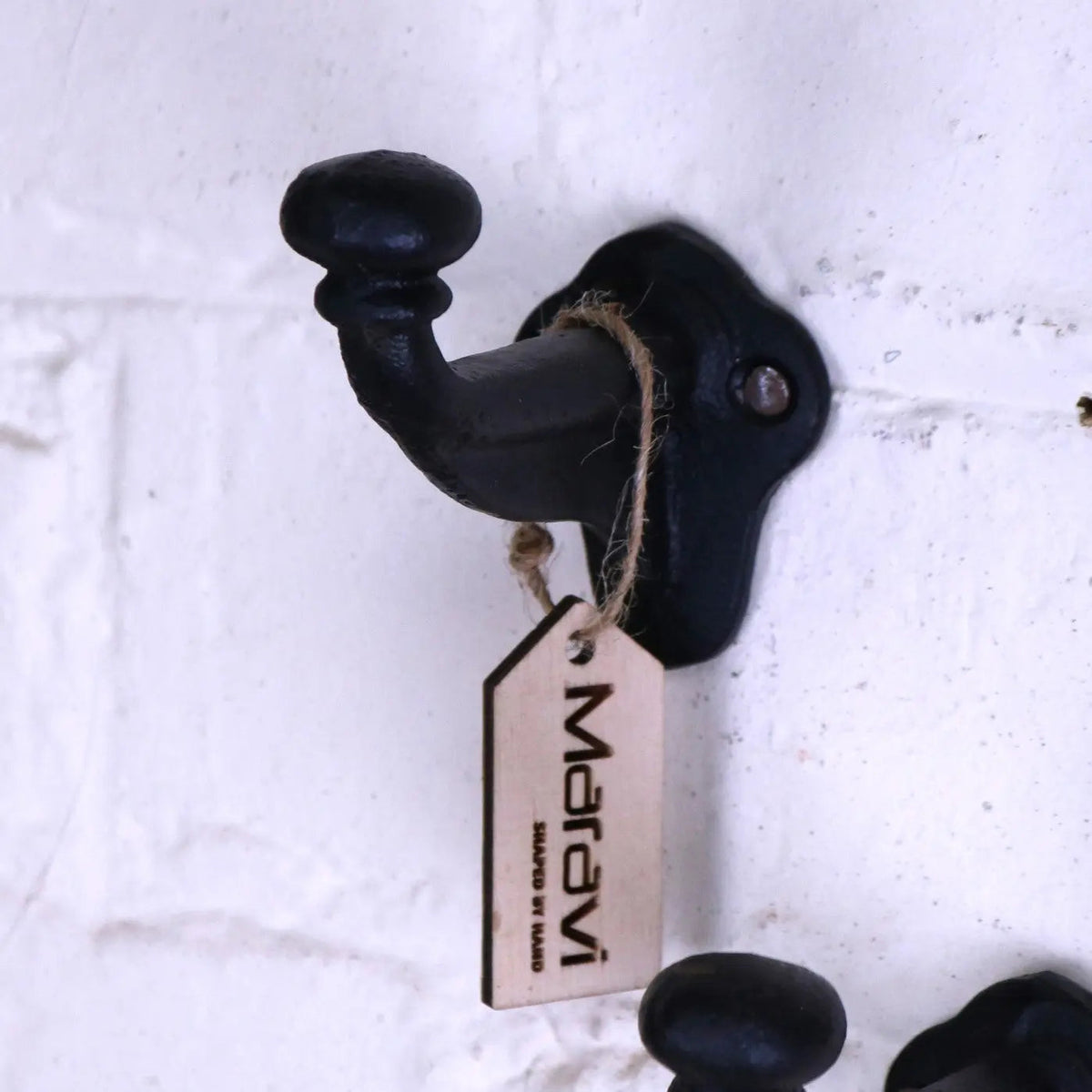 Molari Black Metal Single Coat Hooks, Set of 3