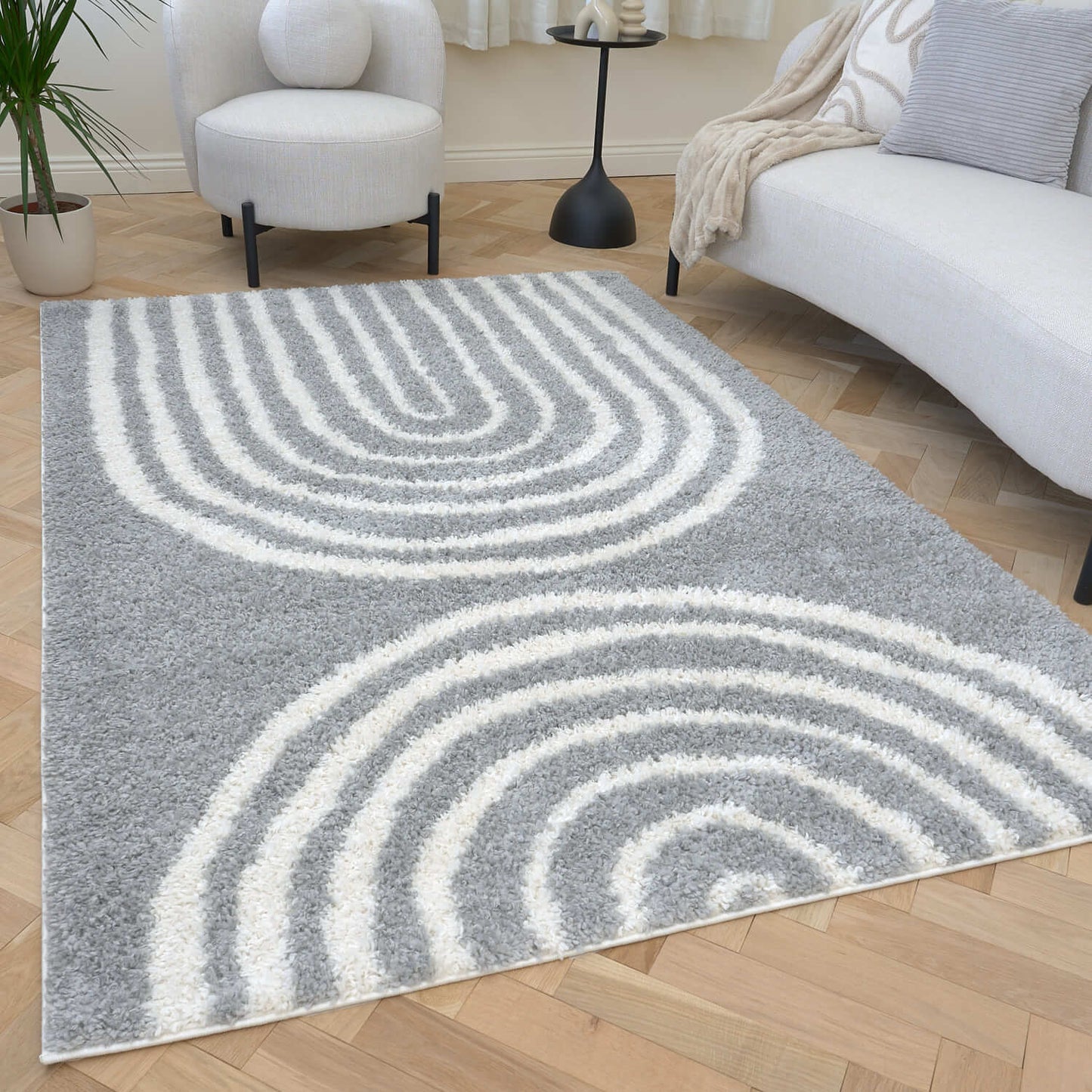 Moodi Shaggy Grey Echo Rug