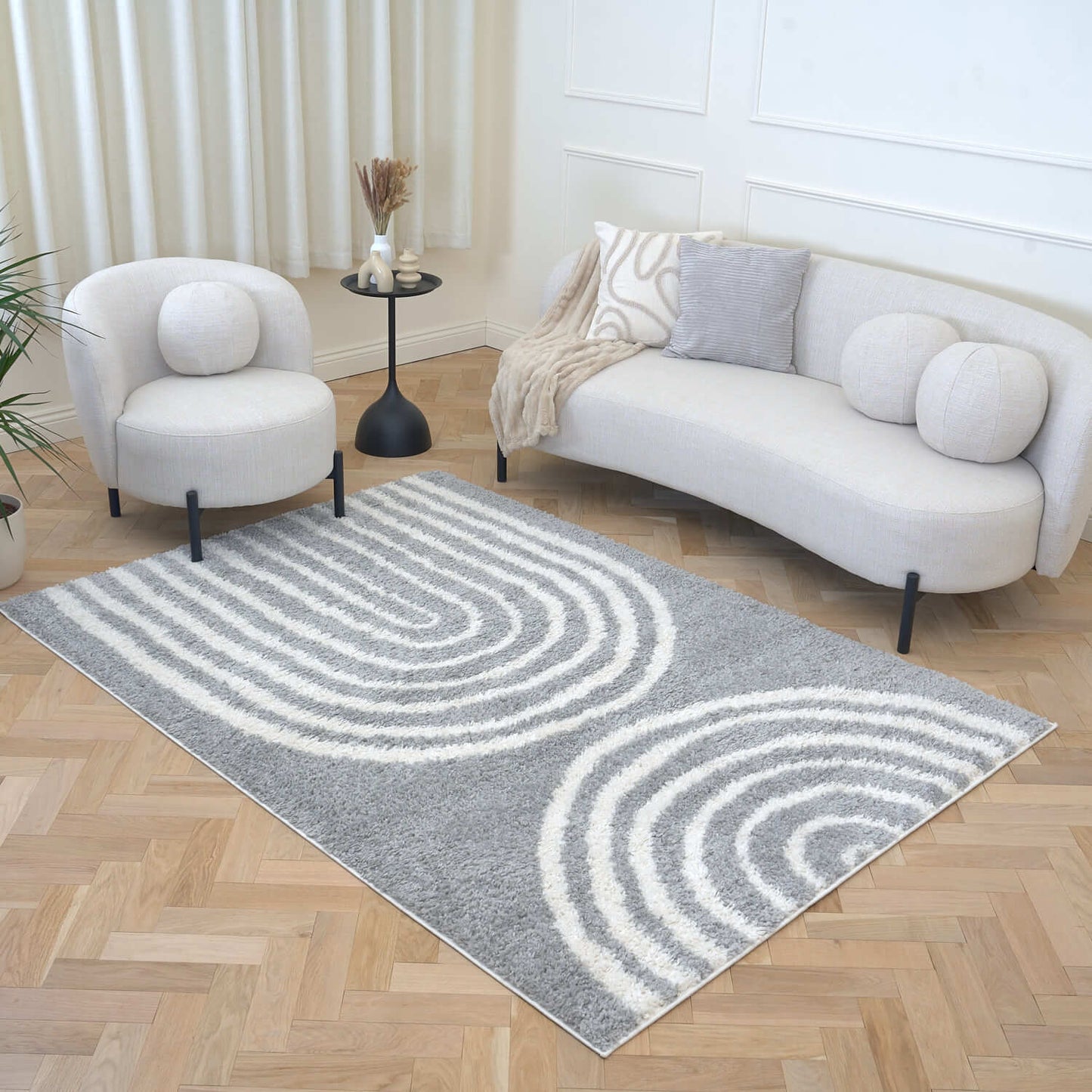 Moodi Shaggy Grey Echo Rug