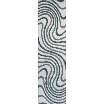 Moodi Shaggy Green Rippletide Rug