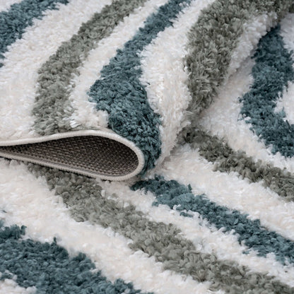 Moodi Shaggy Green Rippletide Rug