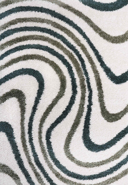 Moodi Shaggy Green Rippletide Rug
