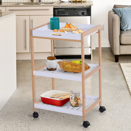 🍽️ 3-Tier Mobile Kitchen Trolley - White Storage Cart 46x35cm 🛒