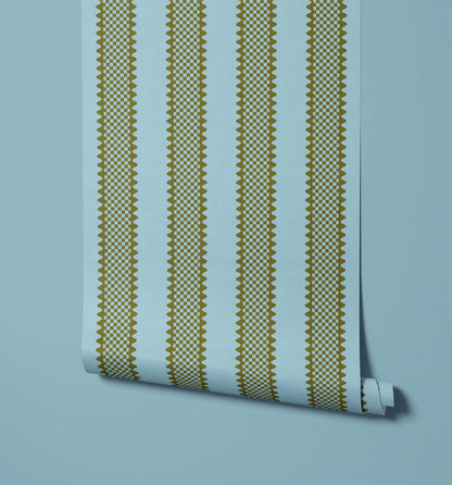 Bobbi Beck Nahla Scalloped Check Stripe Wallpaper