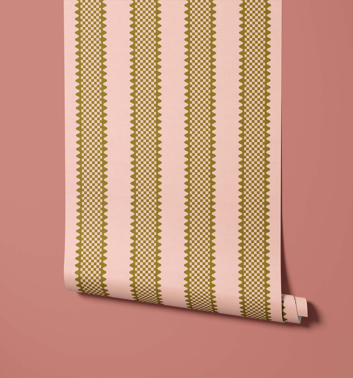 Bobbi Beck Nahla Scalloped Check Stripe Wallpaper