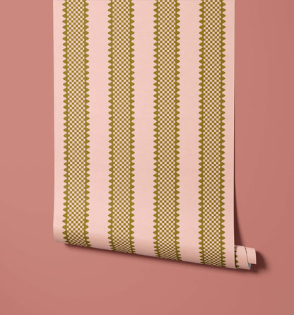 Bobbi Beck Nahla Scalloped Check Stripe Wallpaper