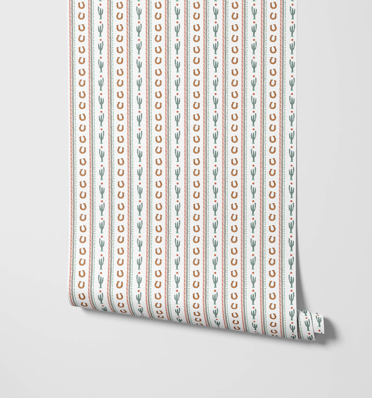 Bobbi Beck Nashville Cactus and Horseshoe Stripe Wallpaper