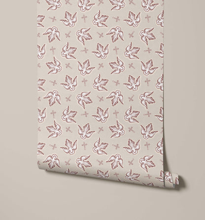 Bobbi Beck Paloma Dove and Cross Wallpaper
