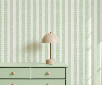 Bobbi Beck Pebble Scalloped Stripe Wallpaper