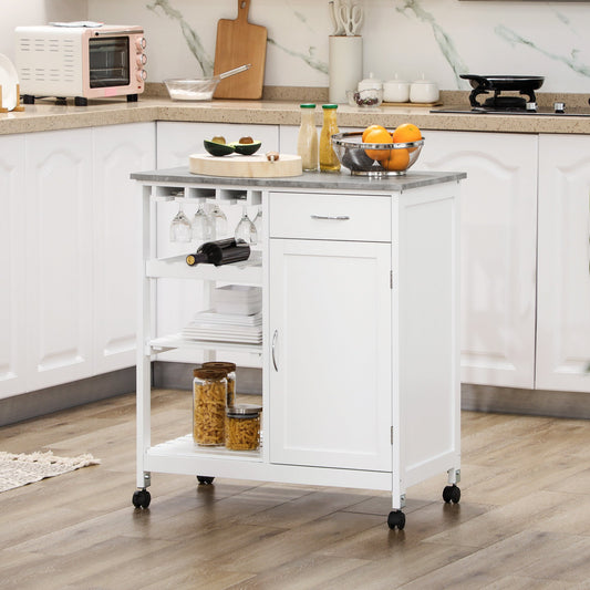 🍽️ Compact Kitchen Trolley Cart - Wine Rack & Wheels 🍷