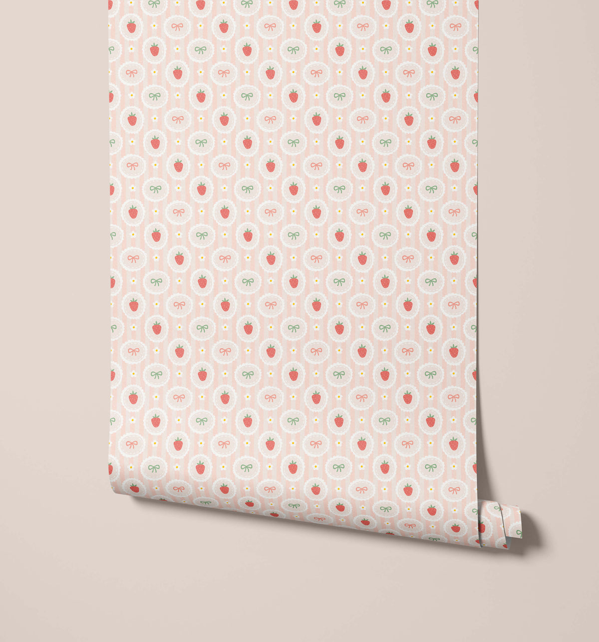 Bobbi Beck Polly Strawberry and Bow Wallpaper