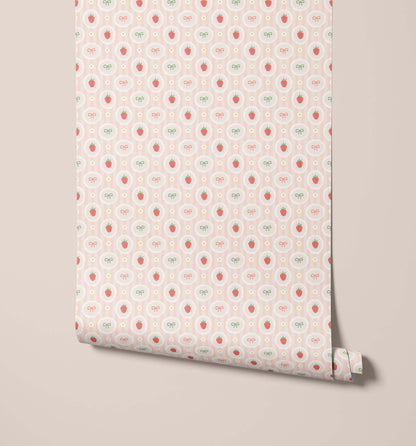 Bobbi Beck Polly Strawberry and Bow Wallpaper