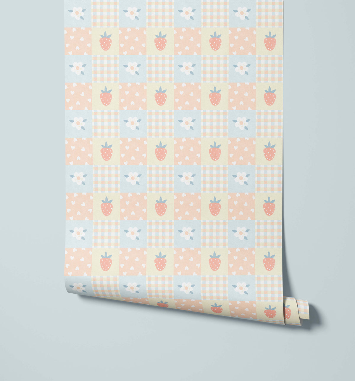 Bobbi Beck Poppet Patchwork Strawberry Wallpaper