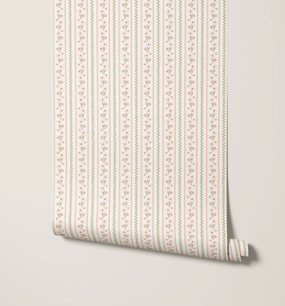 Bobbi Beck Posy Floral Stripe Wallpaper