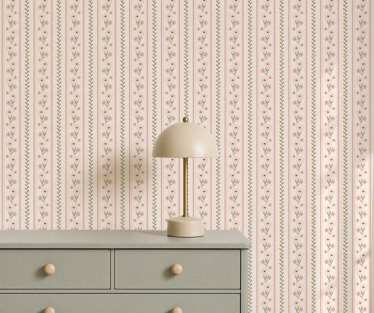 Bobbi Beck Posy Floral Stripe Wallpaper