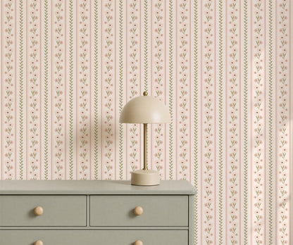 Bobbi Beck Posy Floral Stripe Wallpaper