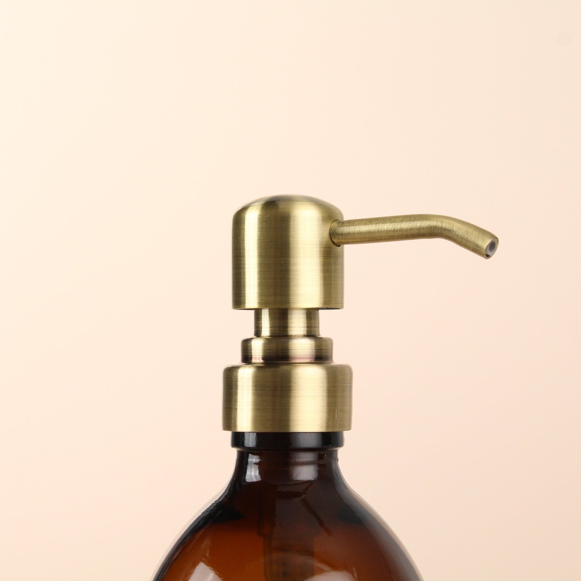 Namie Amber Glass Soap Dispenser Triple Set with Acacia Wood Tray