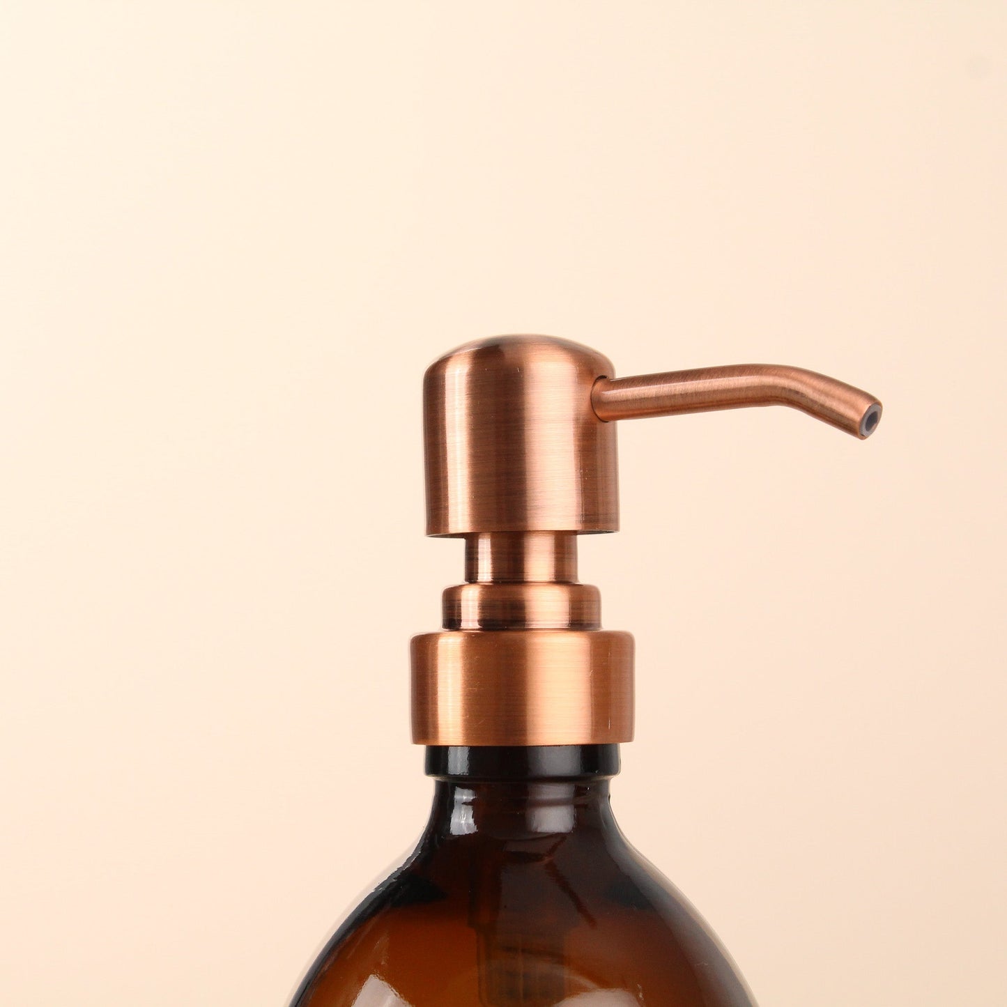 Namie Amber Glass Soap Dispenser Triple Set with Acacia Wood Tray