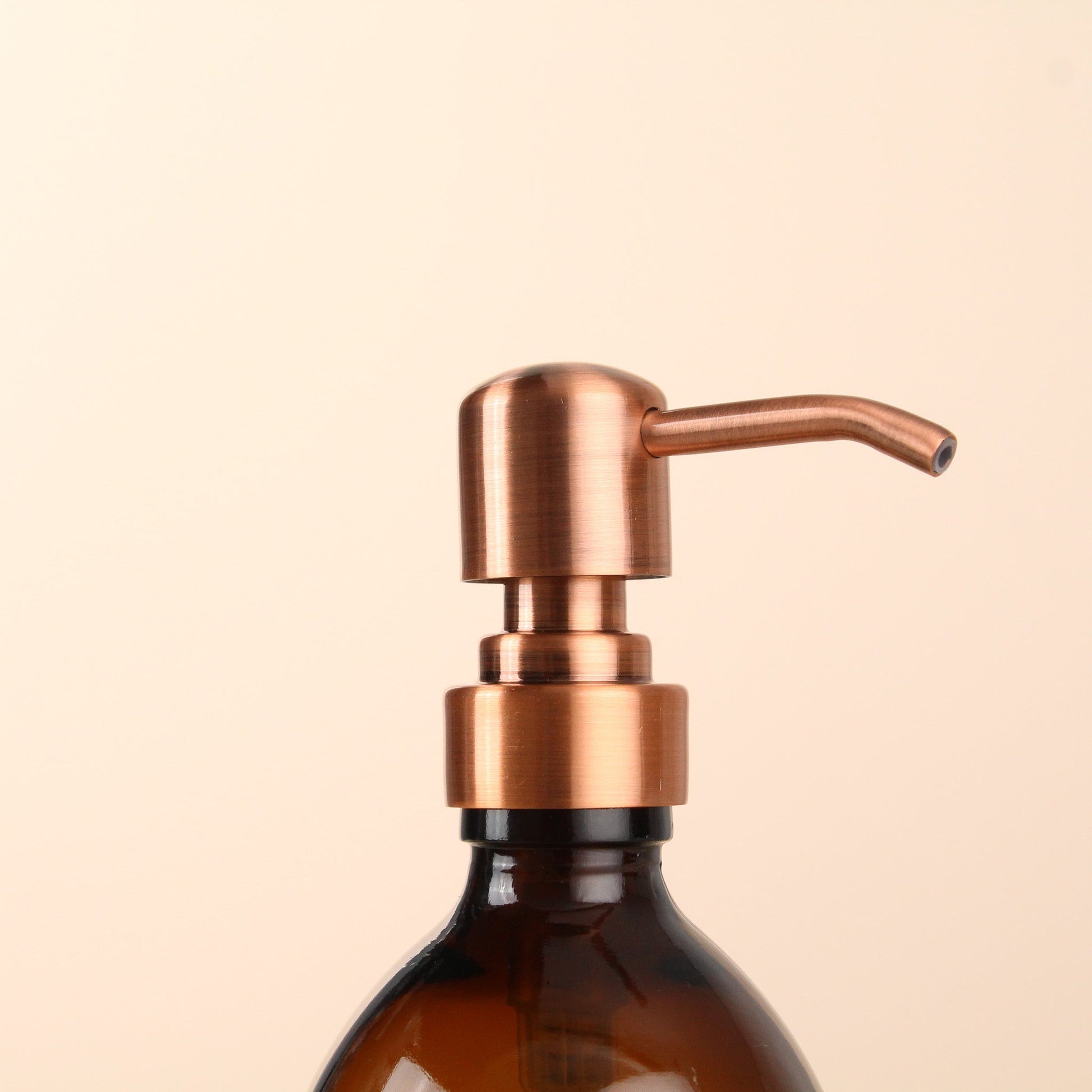 Namie Amber Glass Soap Dispenser Triple Set with Acacia Wood Tray