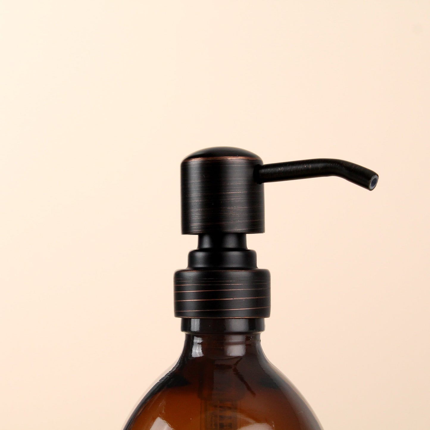 Namie Amber Glass Soap Dispenser Double Set with Acacia Wood Tray