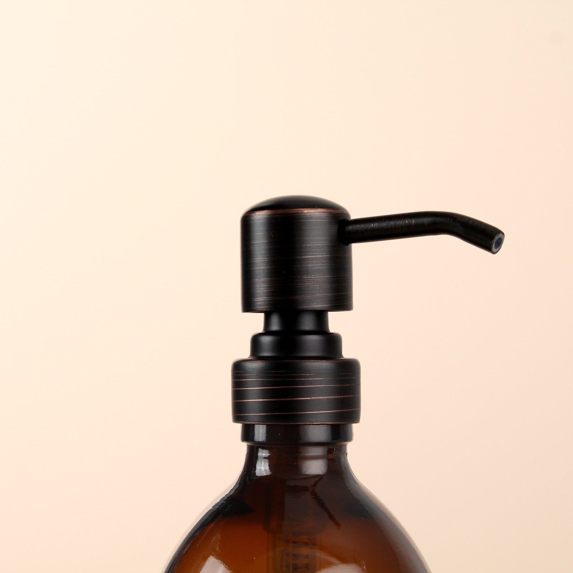 Namie Amber Glass Soap Dispenser Double Set with Acacia Wood Tray