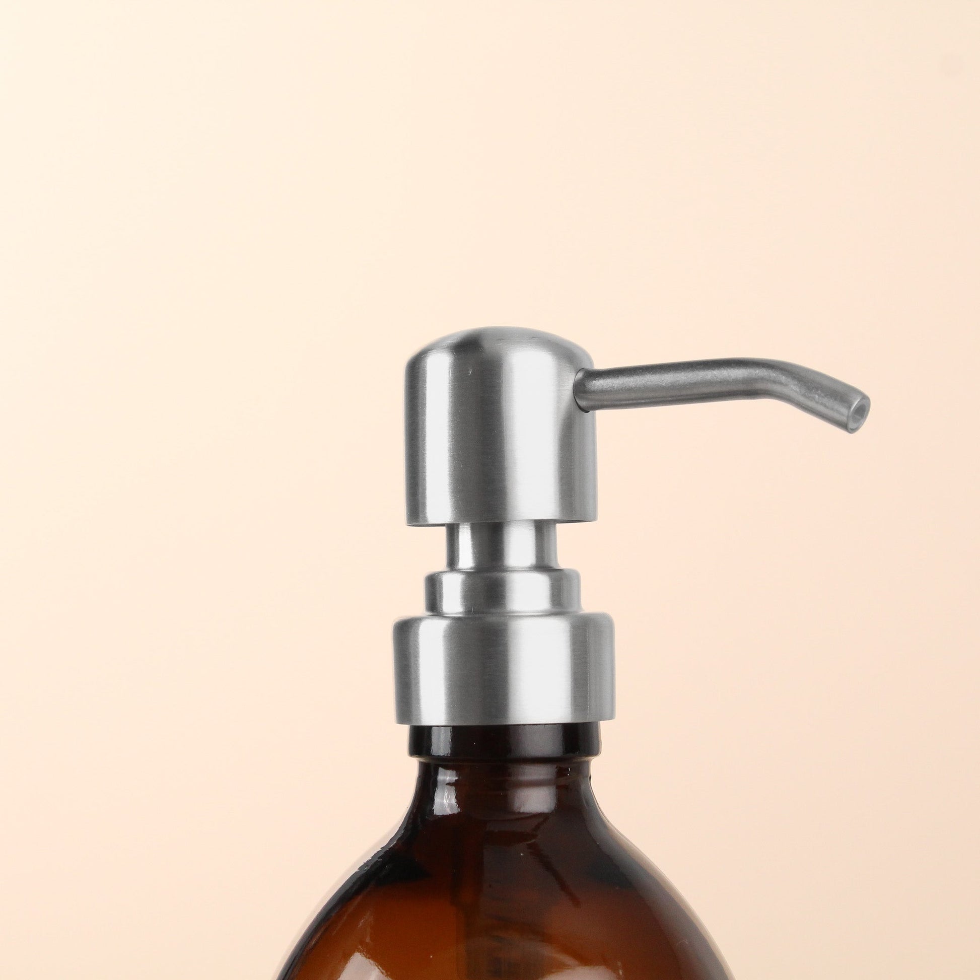 Namie Amber Glass Soap Dispenser Triple Set with Acacia Wood Tray