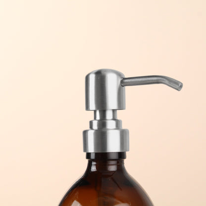 Namie Amber Glass Soap Dispenser Triple Set with Acacia Wood Tray