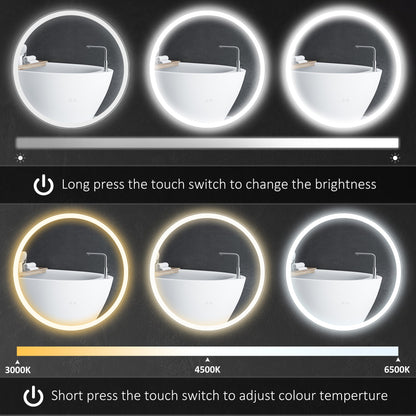 🪞 Kleankin Round LED Bathroom Mirror ✨ Illuminated Wall Mount