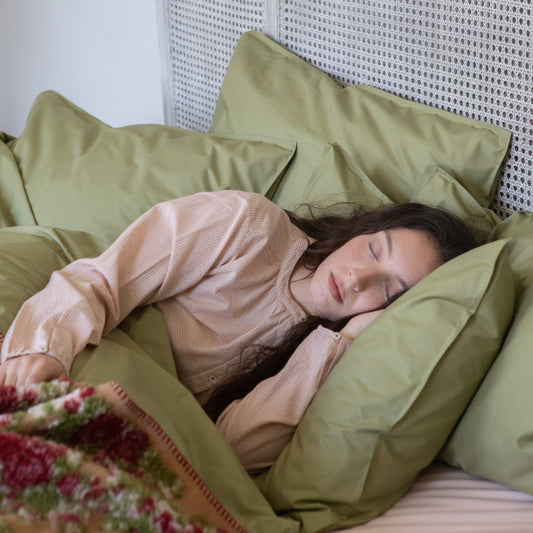Dormitory Rest Dill Green Percale Duvet Cover & Pillowcases