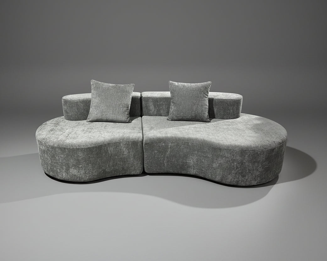 Cirrus Curve Modular Sofa - Sculptural Bouclé Boneless Design