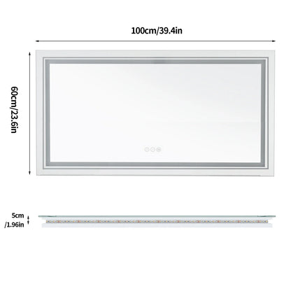 Extra-Large Illuminated LED Bathroom Mirror – Front and Backlit, Wall-Mounted Anti-Fog Touch Vanity Mirror