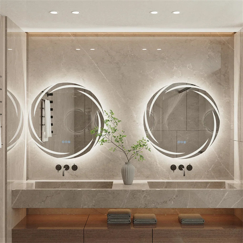 Circular Backlit LED Bathroom Mirror – Anti-Fog, Shatterproof HD Wall-Mounted Vanity Mirror with 3 Adjustable Colour Lights