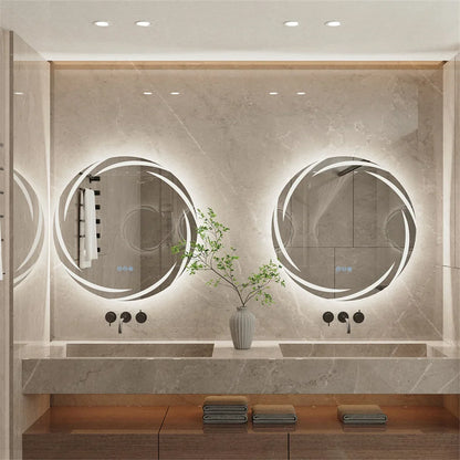 Circular Backlit LED Bathroom Mirror – Anti-Fog, Shatterproof HD Wall-Mounted Vanity Mirror with 3 Adjustable Colour Lights