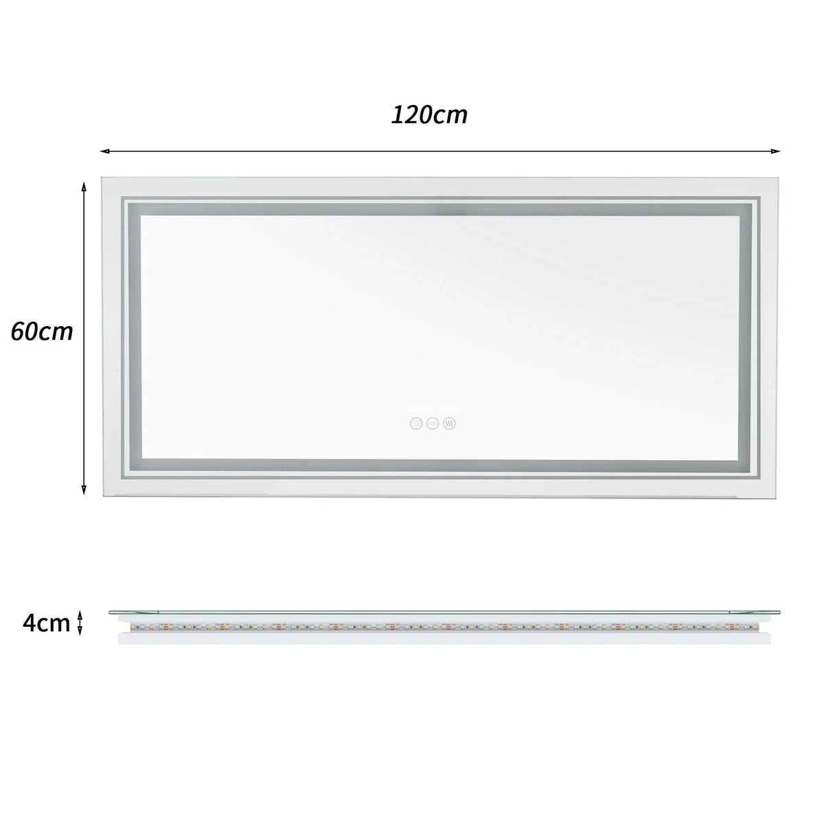 Extra-Large Illuminated LED Bathroom Mirror – Front and Backlit, Wall-Mounted Anti-Fog Touch Vanity Mirror