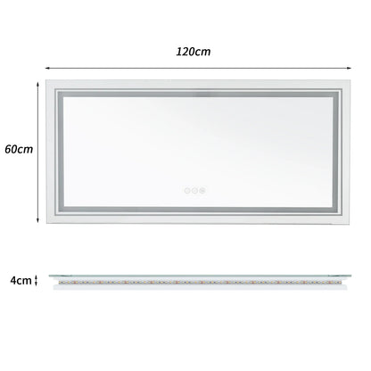 Extra-Large Illuminated LED Bathroom Mirror – Front and Backlit, Wall-Mounted Anti-Fog Touch Vanity Mirror