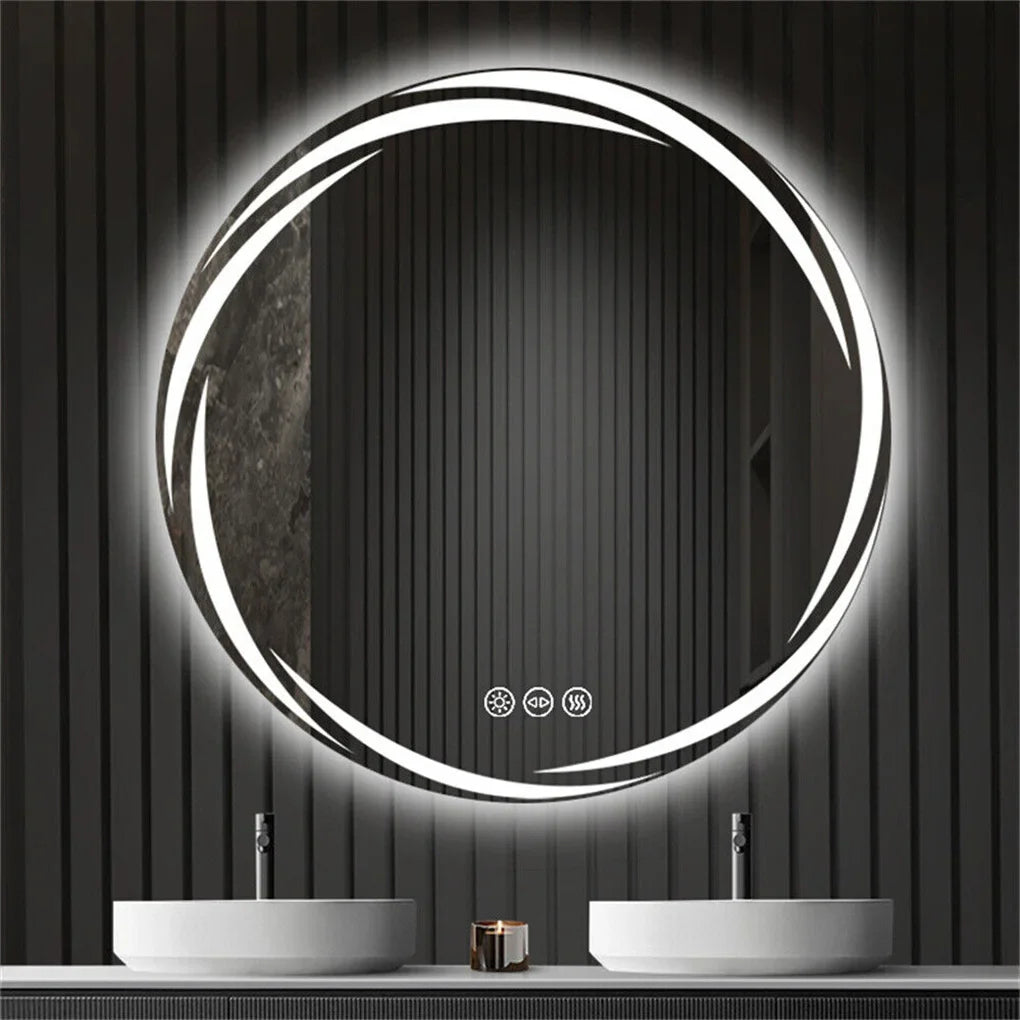 Circular Backlit LED Bathroom Mirror – Anti-Fog, Shatterproof HD Wall-Mounted Vanity Mirror with 3 Adjustable Colour Lights