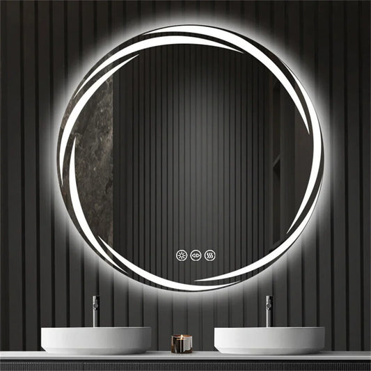 Circular Backlit LED Bathroom Mirror – Anti-Fog, Shatterproof HD Wall-Mounted Vanity Mirror with 3 Adjustable Colour Lights