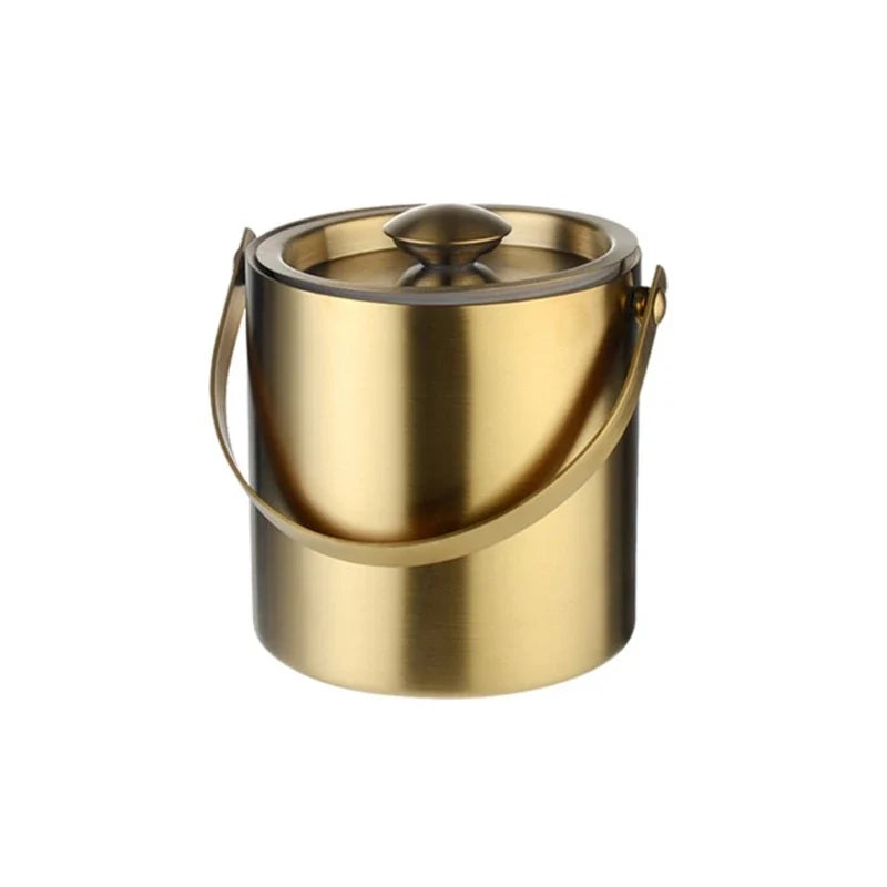 Stainless Steel Double Wall Ice Bucket with Lid 3L