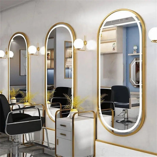 LUVODI Luxury Oval LED Illuminated Bathroom Mirror – Gold Aluminium Frame with Demister Pad
