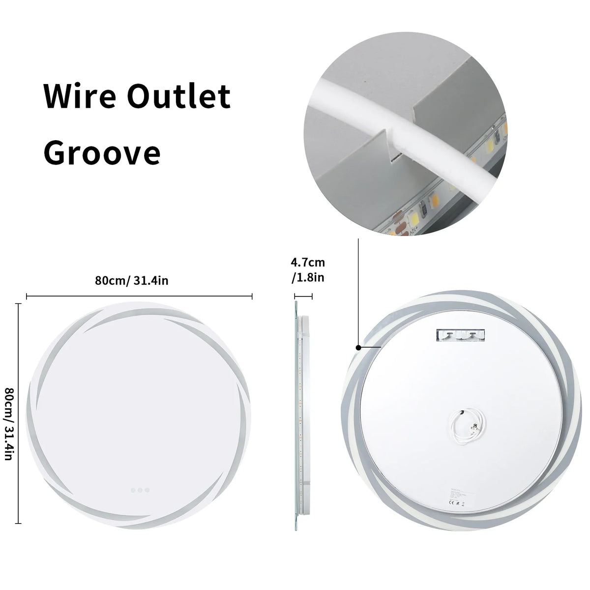 Circular Backlit LED Bathroom Mirror – Anti-Fog, Shatterproof HD Wall-Mounted Vanity Mirror with 3 Adjustable Colour Lights