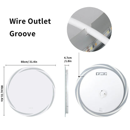 Circular Backlit LED Bathroom Mirror – Anti-Fog, Shatterproof HD Wall-Mounted Vanity Mirror with 3 Adjustable Colour Lights