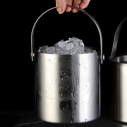 Stainless Steel Double Wall Ice Bucket with Lid 3L