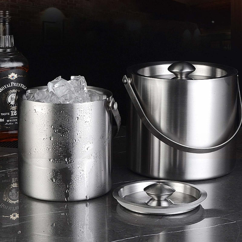 Stainless Steel Double Wall Ice Bucket with Lid 3L