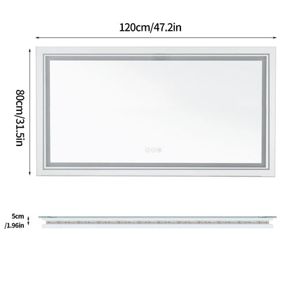 Extra-Large Illuminated LED Bathroom Mirror – Front and Backlit, Wall-Mounted Anti-Fog Touch Vanity Mirror