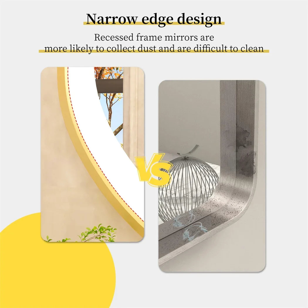 LUVODI Luxury Oval LED Illuminated Bathroom Mirror – Gold Aluminium Frame with Demister Pad