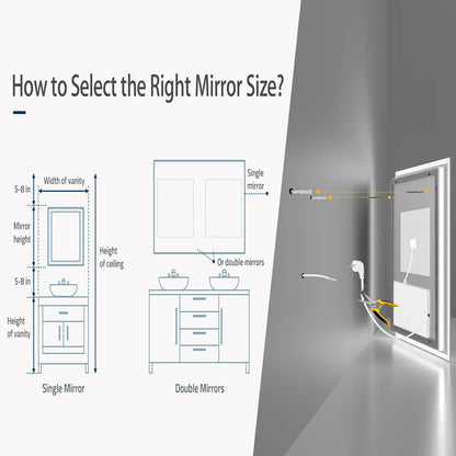 Rectangular Illuminated LED Bathroom Mirror – Wall-Mounted Anti-Fog Vanity Makeup Mirror with 3 Colour Touch Light