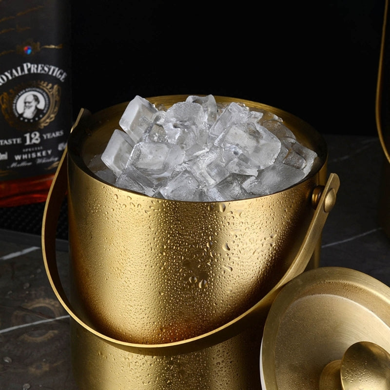 Stainless Steel Double Wall Ice Bucket with Lid 3L