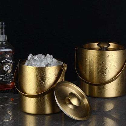 Stainless Steel Double Wall Ice Bucket with Lid 3L